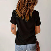 Women's Casual round Neck T-shirt Letter Print Spring Summer Comfortable Loose Short Sleeve Fashion Top