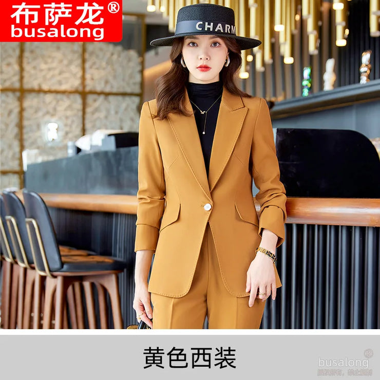 Red Professional Suit for Women2023Autumn Winter New High-end Elegant Socialite Casual Blazer Two-piece Set