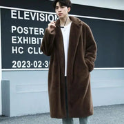 New imitation fox fur grass oversized plush men's coat, medium length autumn and winter