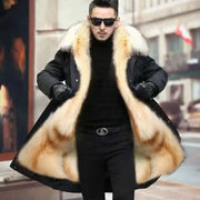 New imitation fox fur grass oversized plush men's coat, medium length autumn and winter Size 4XL