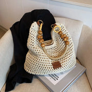 Women's Large Capacity Mesh Shoulder Bag Adjustable Strap Beach Summer Handbag