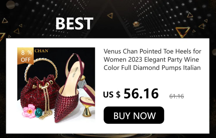 Venus Chan Newest INS Style Peach Color Rhinestone Elegant High Heels Nigeria Popular Design African Ladies Shoes