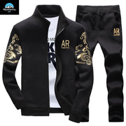 Men's Tracksuit Fleece Jacket and Sweatpants Warm