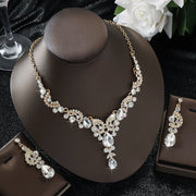 Women's Trendy Droplet Earrings with Necklace Jewelry Set