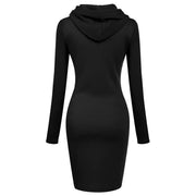 Women's Hooded Dress Casual Polyester Sweatshirt Kneelength Hoodie with Pockets Regular Fit Autumn Wear for Ladies