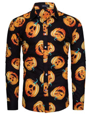 Men's Pumpkin Head Printed Shirt Trend Halloween