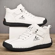 Handmade Breathable Leather Men's Casual Shoes Design Sneakers Ankle Boots with Rubber Outsole for Outdoor Comfort And Support