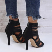 Women Sexy Peep Toe Elastic Band Cross  High Heels  Shoe Pump