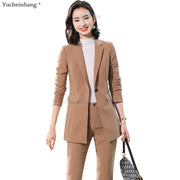 Women's 2 Piece Suit Office Lady OL Beige Pink Khaki Apricot Coffee Black Blue S-5XL Pant Set with Jacket Blazer And Trousers