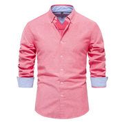 Cotton Oxford Long Sleeve Button