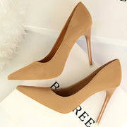 Women's Classic High Heels Pumps Super High Stiletto Office Shoes Fashion Large Size Grey Green Slip-On Pointed Toe