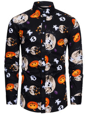 Men's Pumpkin Head Printed Shirt Trend Halloween