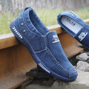 Men's Canvas Slip-On Casual Shoes Denim Breathable Driving Moccasin Soft Insole Lightweight Outdoor Sneakers