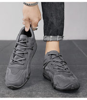 Men's Casual Sneakers Khaki Non-Slip Work Shoes Lace-Up Short Boots Loafers round Toe Microfiber Upper Rubber Outsole
