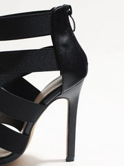 Women's Sexy Open-Toe Gladiator Sandals Super High Heel Pumps with Back Zipper in Black for Party And Wedding