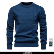 Eye-Catching Men's Crewneck Pullover Sweater Knitted Cotton Striped for Autumn Winter Warm and Quality