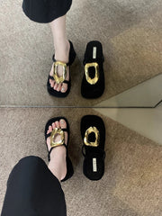 Women's High-Heeled Rubber Flip Flops Slippers Soft Platform Wedge Luxury Slides Comfortable Designer Fashion Hawaiian Style