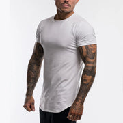 Men's Cotton Breathable Fitness T-Shirt Short Sleeve Running Gym Tee Comfortable Tight Summer Fitness Gear O-Neck Pull-On Closure