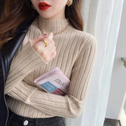 Women's Premium Quality T-Shirt For Stylish Comfortable Daily Wear Tops Sweater With Long Sleeves High Collar Fashion S-XL Tees