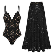 3Pcs Laser Cut Swimsuit Women Sexy Bikini Push Up Swimwear High Waisted Biquini Female Hollow Bathing Suit Bodysuit Beachwear