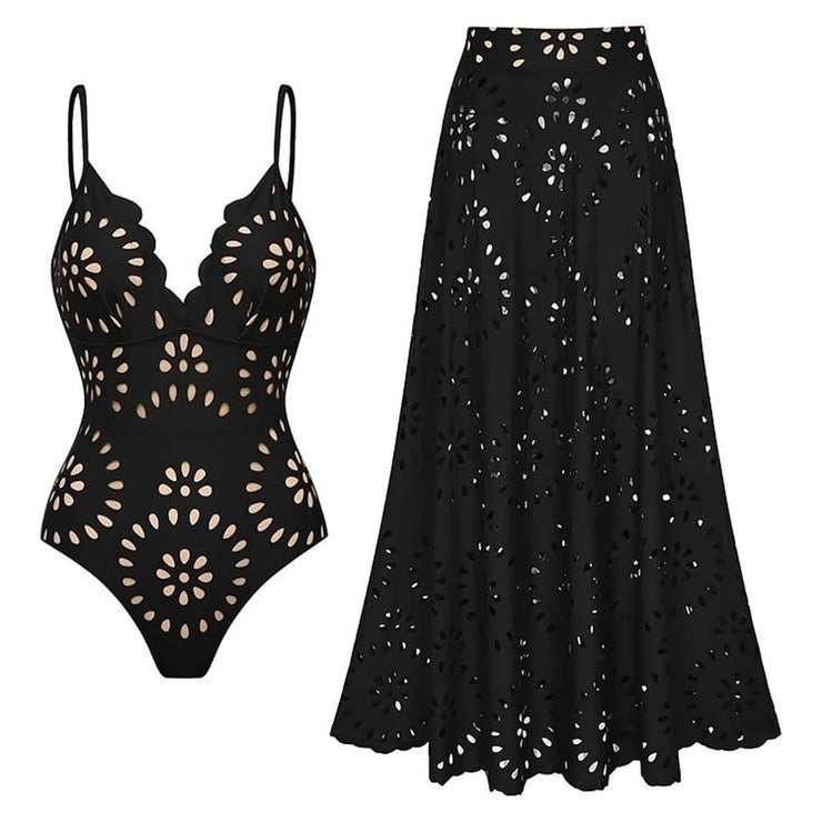 3Pcs Laser Cut Swimsuit Women Sexy Bikini Push Up Swimwear High Waisted Biquini Female Hollow Bathing Suit Bodysuit Beachwear