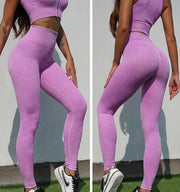 Women's Seamless Yoga Set Breathable Anti-Wrinkle Nylon Sports Bra & Leggings Fitness Panties Combo Hip Lifting Compression