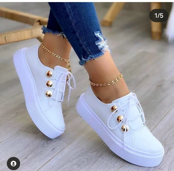 Women Casual  Fashion Spring Leather PU Sneakers