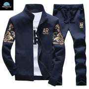 Men's Tracksuit Fleece Jacket and Sweatpants Warm