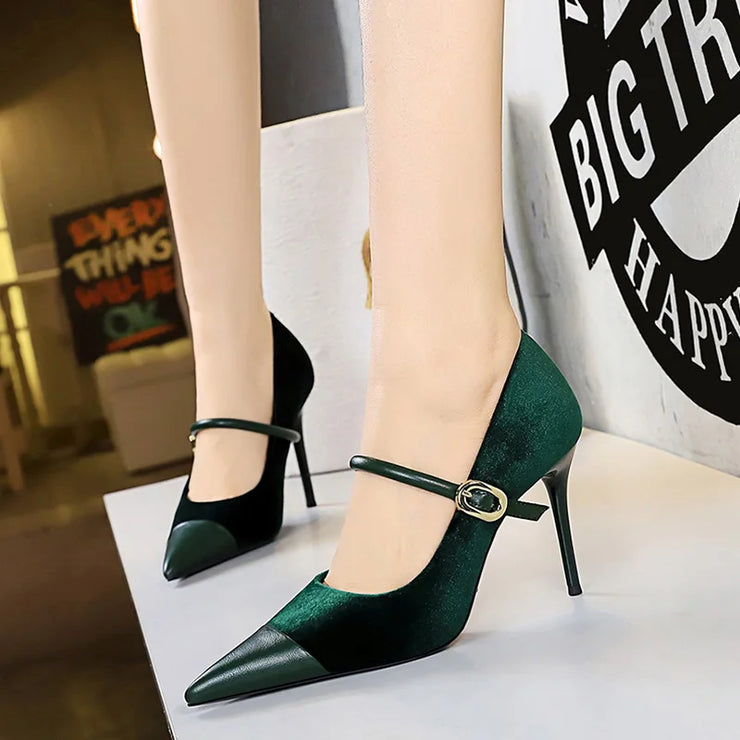 Korean Velvet High Heels Women&