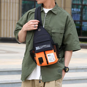 Men's Oxford Cloth Chest Bag Backpack 2 in 1 Outdoor Leisure Shoulder Bag with Eye Catching