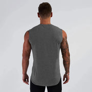 Men's Gym Fitness Sport Vest Summer Cool Cotton Breathable Muscle Tank Top Sleeveless T-Shirt for Bodybuilding Workout
