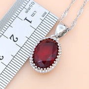 Ruby Red 925 Silver Jewelry Set Birthstone  Earrings/Pendant/Necklace/Rings/Bracelet Festival Valentine's Day Gift