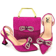 High Heel Pointed Toe Fuchsia Color Shoes