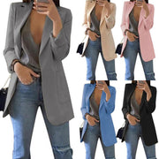Women's Slim Fit Cardigan Blazer Casual Fashion European American Style Oversized Suit Coat V-Neck Polyester Cotton Jacket