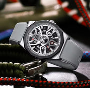 CURREN 8437 Men's Quartz Watch with silicone strap, automatic date, and night light pointer.