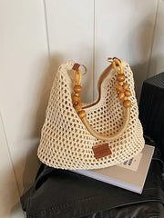 Women's Large Capacity Mesh Shoulder Bag Adjustable Strap Beach Summer Handbag