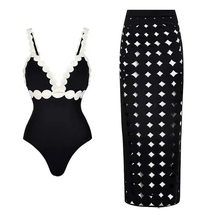 3Pcs Laser Cut Swimsuit Women Sexy Bikini Push Up Swimwear High Waisted Biquini Female Hollow Bathing Suit Bodysuit Beachwear