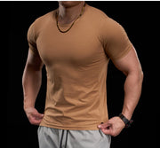 Men's Gym Fitness Training Clothing Men's High-elasticity Breathable Sports Tight Short-sleeved T-shirt, Running Sports