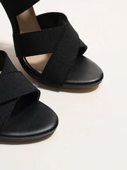 Women's Sexy Open-Toe Gladiator Sandals Super High Heel Pumps with Back Zipper in Black for Party And Wedding