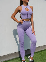 Women's Seamless Yoga Set Breathable Anti-Wrinkle Nylon Sports Bra & Leggings Fitness Panties Combo Hip Lifting Compression