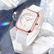 Women Luxury Quartz  Bracelet Set White Dial Simple Leather  Watch