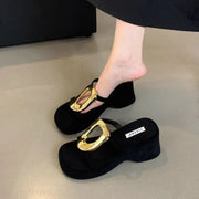 Women's High-Heeled Rubber Flip Flops Slippers Soft Platform Wedge Luxury Slides Comfortable Designer Fashion Hawaiian Style