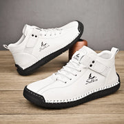 Handmade Breathable Leather Men's Casual Shoes Design Sneakers Ankle Boots with Rubber Outsole for Outdoor Comfort And Support
