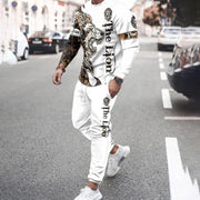 Men's Long-sleeved Set 3D Printed Lion Animal Pattern  Sweatshirt And Trousers Jogging Suit