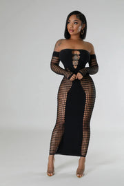 Women  Full Sleeve Long  Mesh Hollow  Dresses