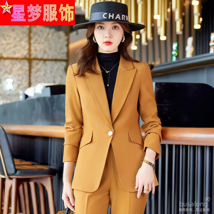 Red Professional Suit for Women2023Autumn Winter New High-end Elegant Socialite Casual Blazer Two-piece Set