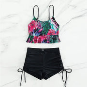 Summer Sexy Floral Print Tankini Set Women's Adjustable Strap Two-Piece Swimsuit Beach Swimwear Bathing Suits for Pool