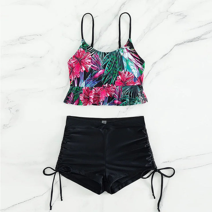 Summer Sexy Floral Print Tankini Set Women&