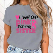 Women (High Quality T Shirt)Fashion Breast Cancer Awareness I Wear Pink For My Sisters