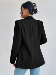 Spring Women's Solid Polyester Cotton Blazer Long Sleeve Slim Fit Office Lady Jacket with Pockets Fashionable Outerwear